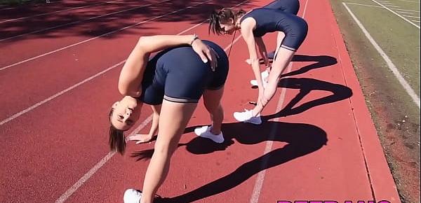  Cute besties from the track team tongue fuck each other